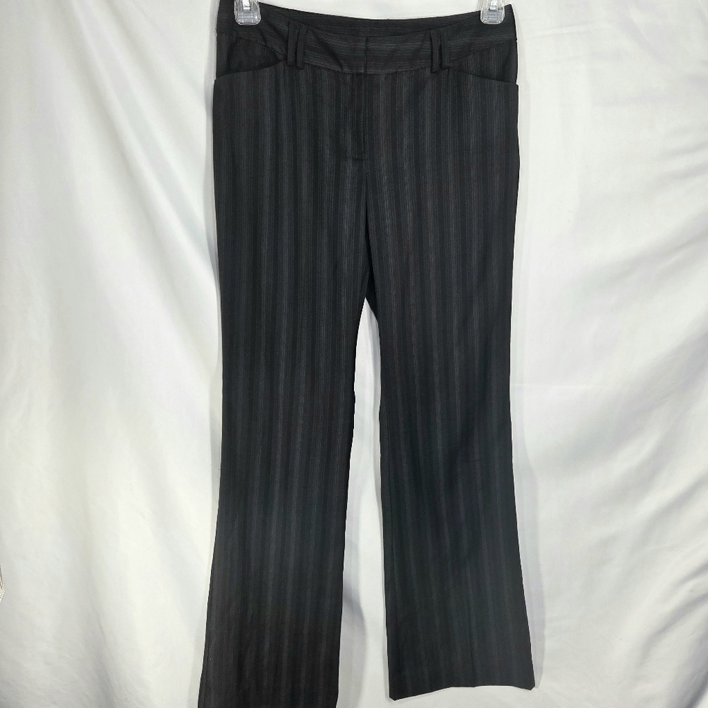 axcess Liz Claiborne Co Black/Black Vertical Stripe Wide Leg Dress Pants Size 6